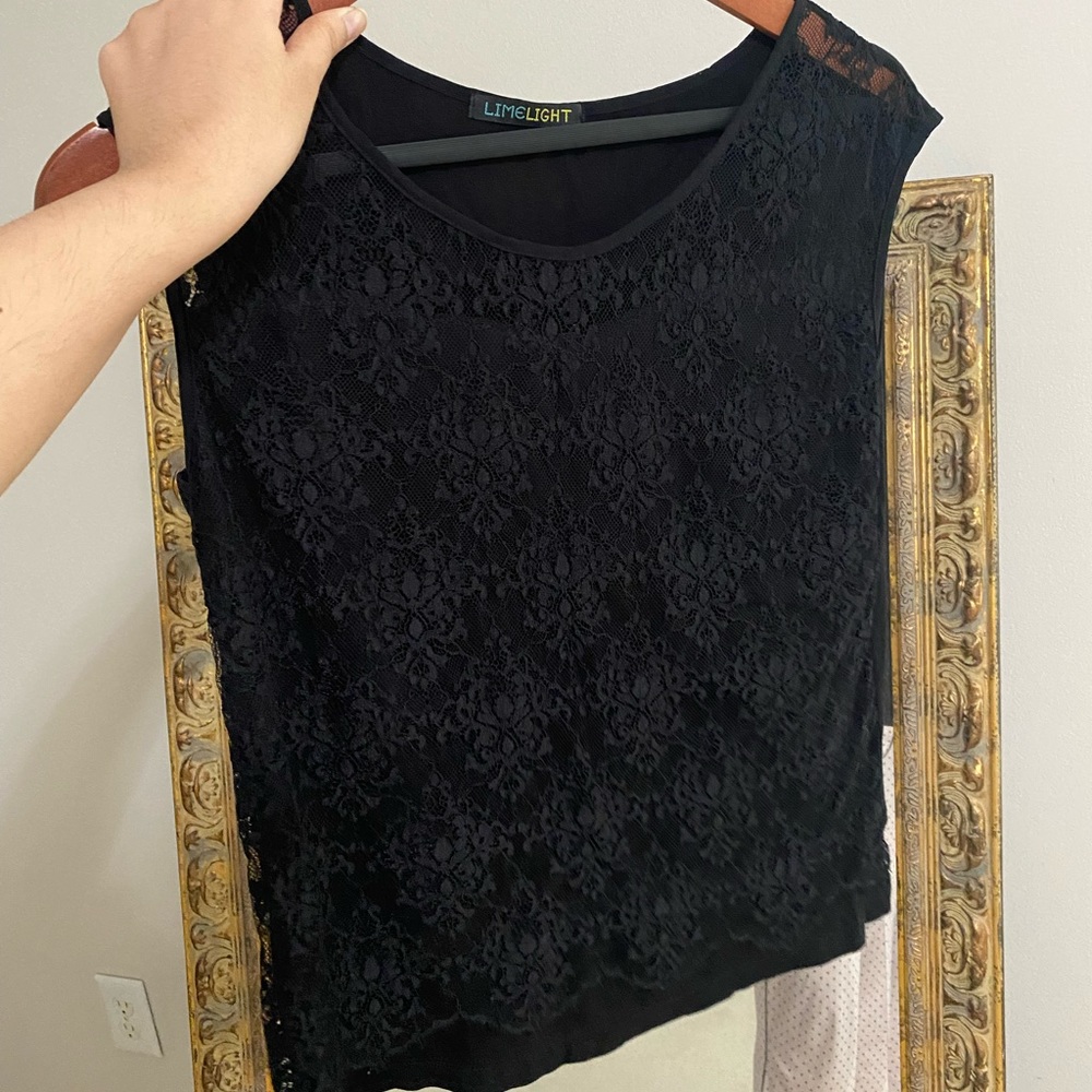black fine lace blouse